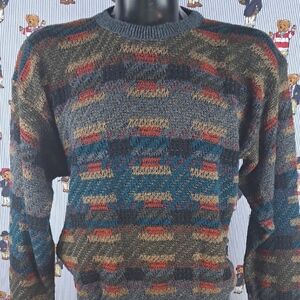 Vintage Jantzen tight-knit multicolor pattern casual preppy Med knit sweater